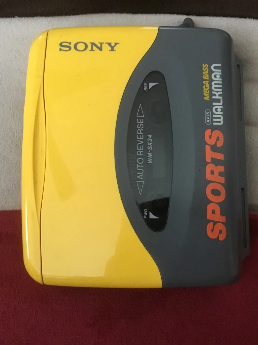 Sony Sports Walkman WM-SX34 Portable Cassette Player Yellow Auto Reverse-WORKING
